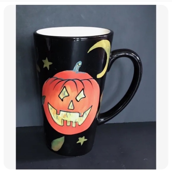 Susan Winget Jack O Lantern Black Coffee Mug Cup Fall Halloween Kitsch Whimsical - Picture 1 of 7